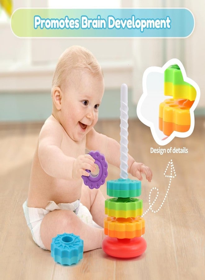 RAMPKD Baby Spinning Stacking Toys, 1-3 Rainbow Ring Stacker Montessori Toys for Babies, Sensory Toys for Toddlers, Christmas and Birthday Gifts Suitable for Boys and Girls - Image 4